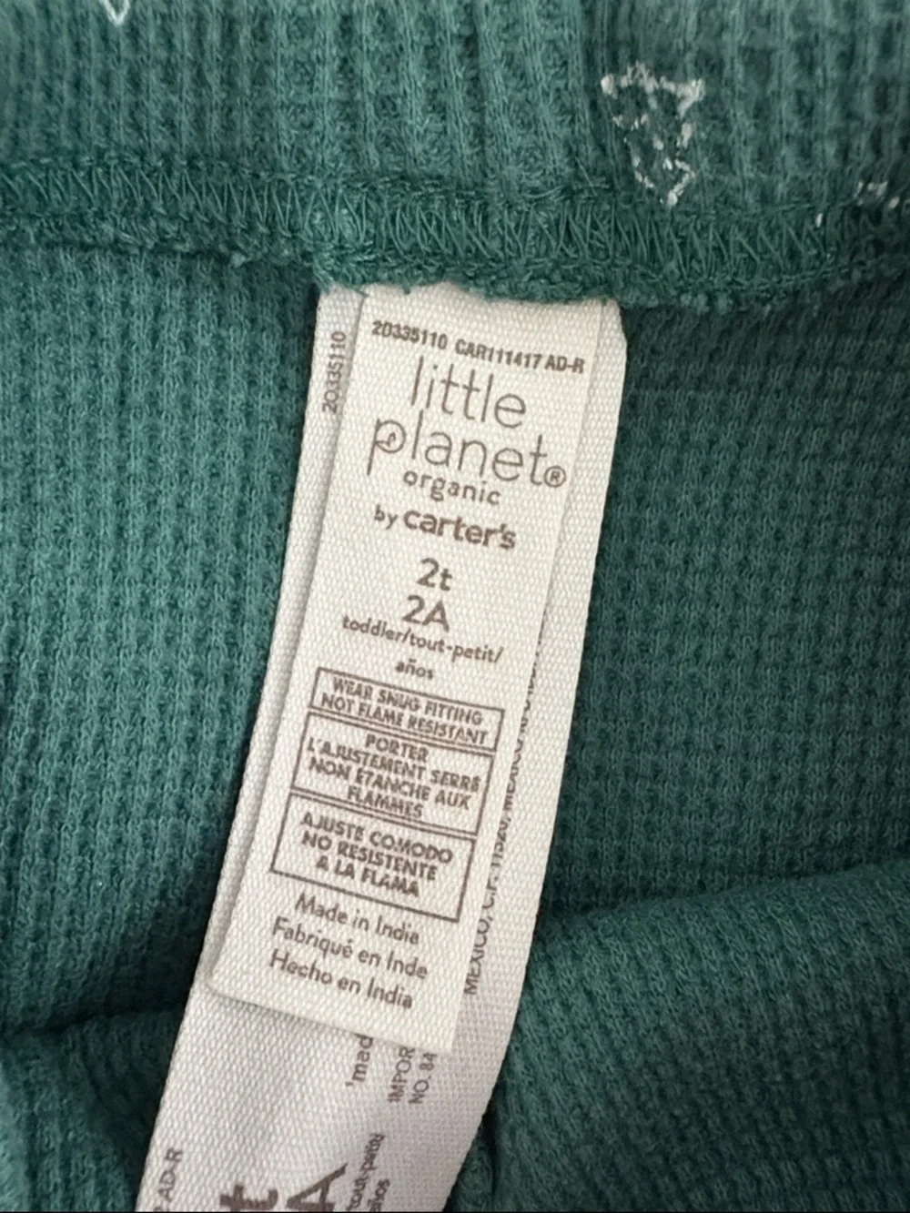 Little Planet Organic Christmas Tree Waffle Knit Pajama Set Organic Cotton